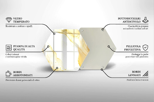Tagliere in vetro Astrazione dorata