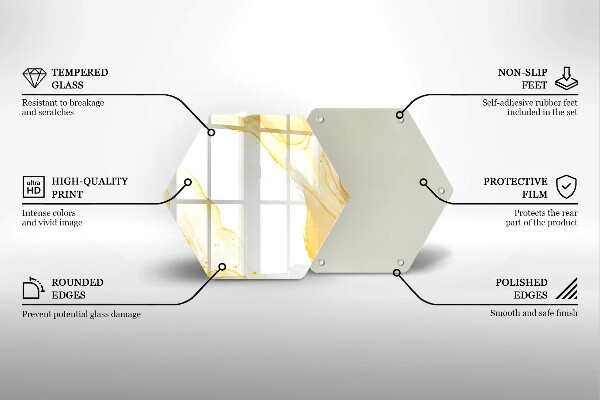 Tagliere in vetro Astrazione dorata