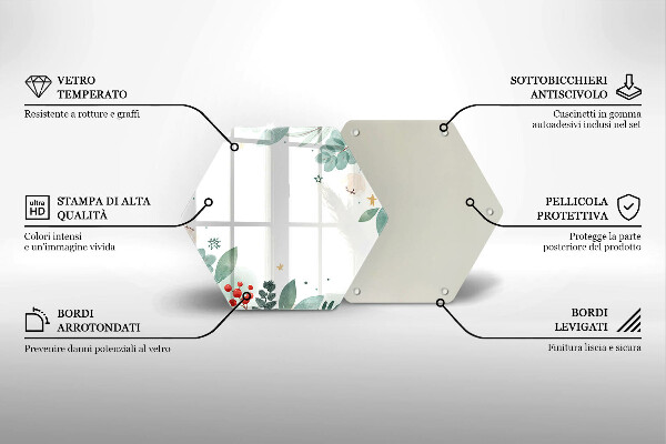 Tagliere in vetro Foglie ad acquerello