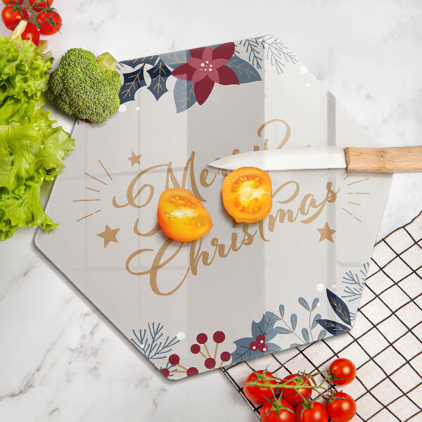 Tagliere in vetro temperato Iscrizione di Merry Christmas