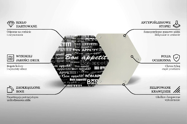 Tagliere in vetro Sottotitoli cucina Bon appetit