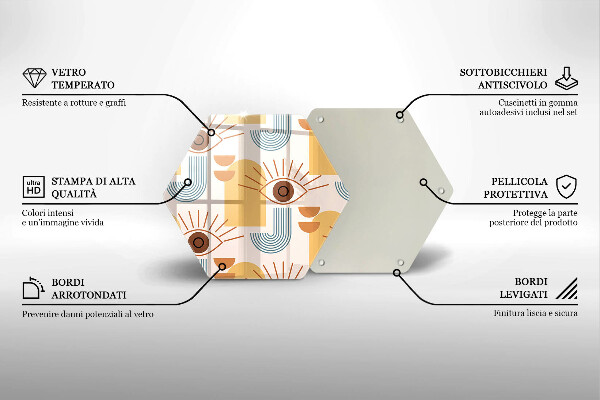 Tagliere in vetro Modello occhi boho