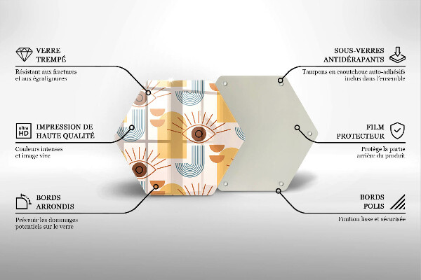 Tagliere in vetro Modello occhi boho