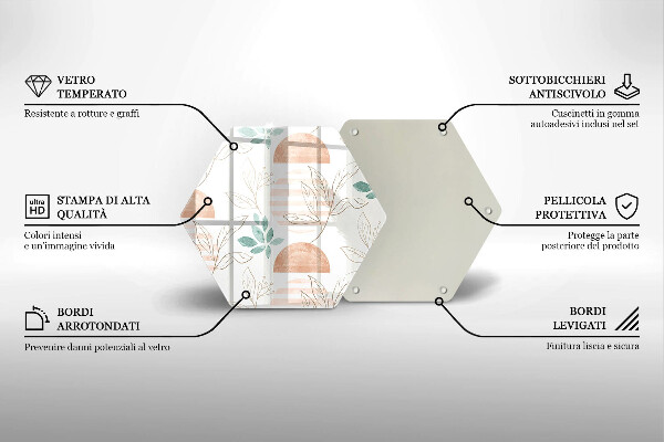Tagliere in vetro Modello di foglie Boho