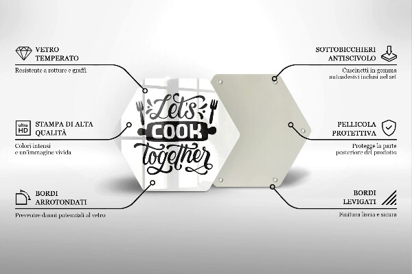 Tagliere in vetro Let's cook together