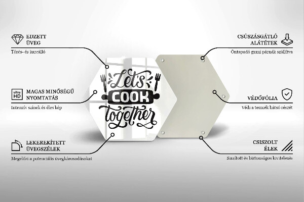 Tagliere in vetro Let's cook together