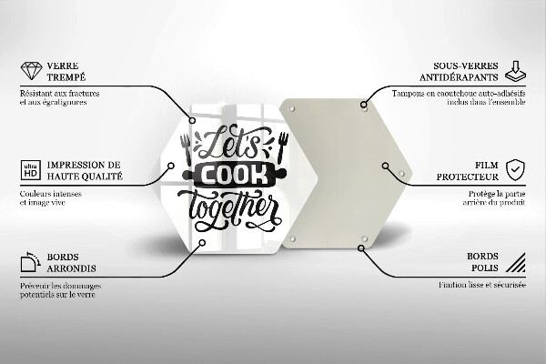 Tagliere in vetro Let's cook together