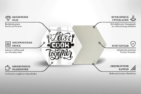 Tagliere in vetro Let's cook together