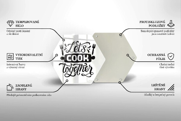 Tagliere in vetro Let's cook together