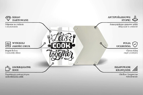 Tagliere in vetro Let's cook together