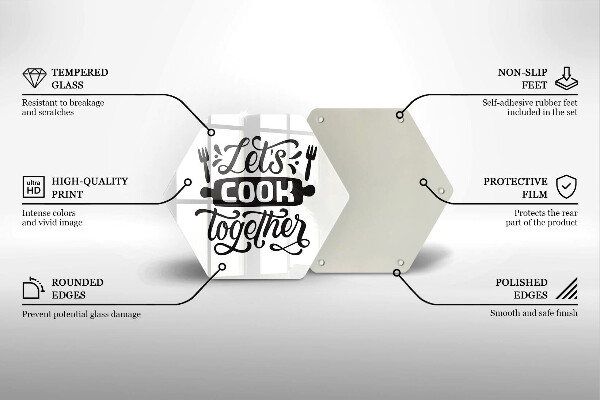 Tagliere in vetro Let's cook together