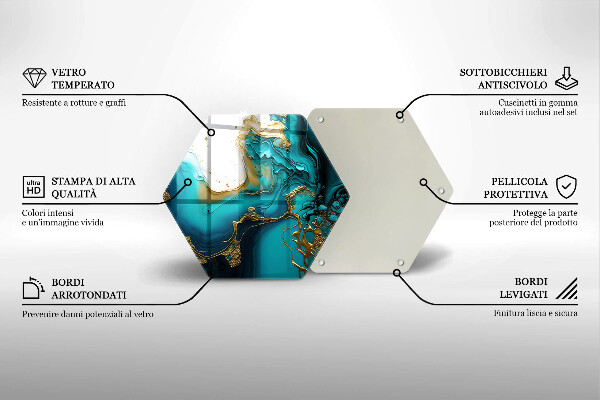 Tagliere in vetro temperato Astrazione turchese