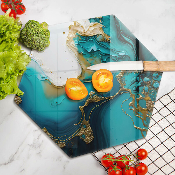 Tagliere in vetro temperato Astrazione turchese