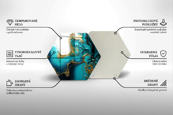 Tagliere in vetro temperato Astrazione turchese