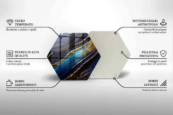 Tagliere in vetro temperato Astrazione blu navy