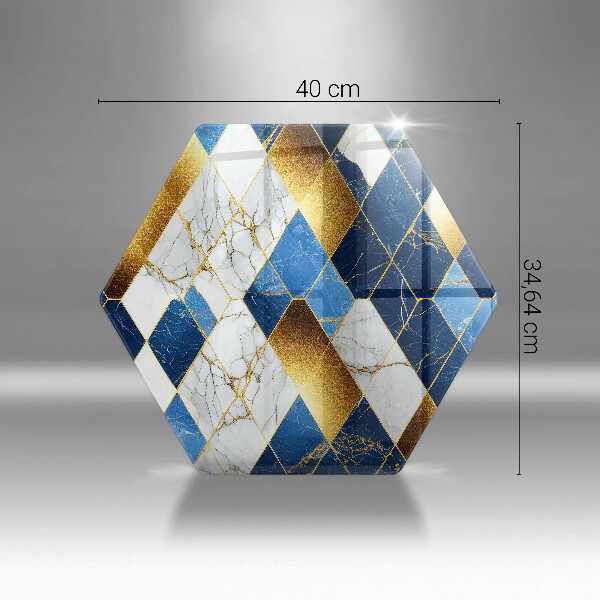 Tagliere in vetro temperato Rombi di marmo dorato