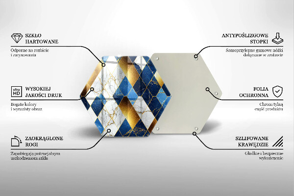 Tagliere in vetro temperato Rombi di marmo dorato