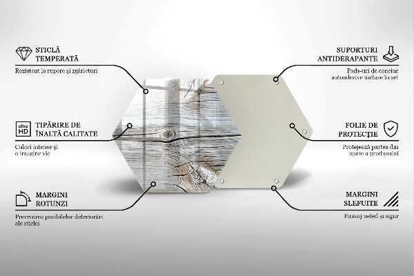 Tagliere in vetro temperato Struttura in legno chiaro