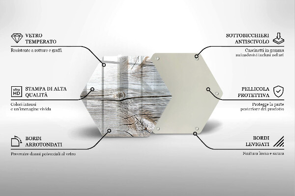 Tagliere in vetro temperato Struttura in legno chiaro