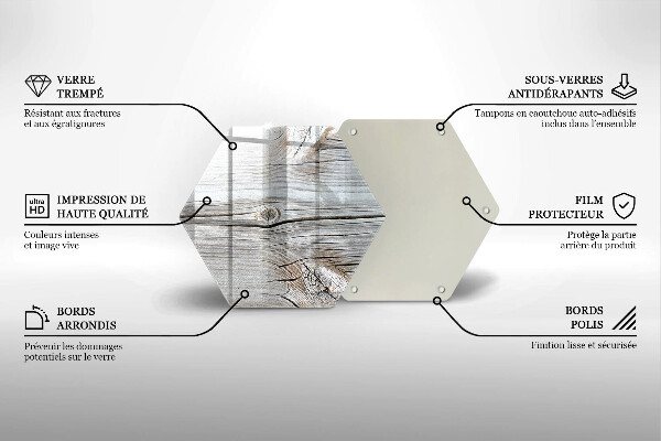 Tagliere in vetro temperato Struttura in legno chiaro