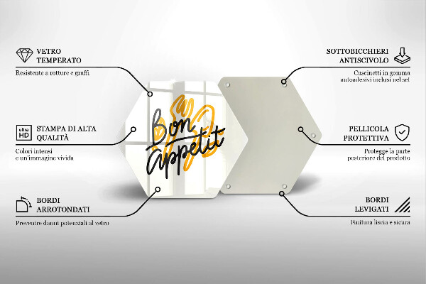 Tagliere in vetro temperato Iscrizione Bon Appetit