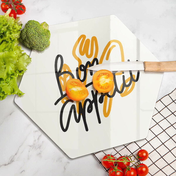 Tagliere in vetro temperato Iscrizione Bon Appetit