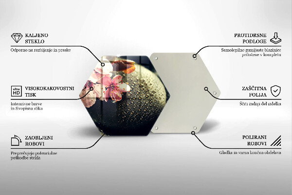 Tagliere in vetro temperato Fiori pietre zen