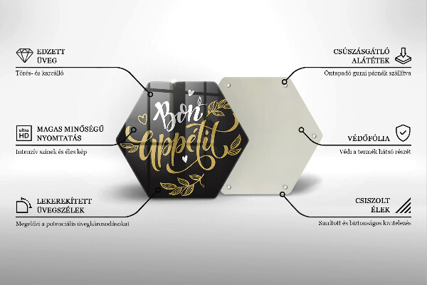 Tagliere in vetro temperato Iscrizione Bon Appetit