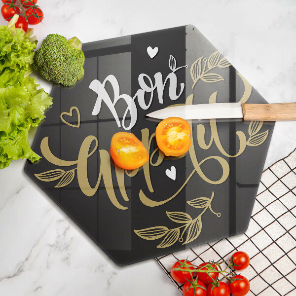 Tagliere in vetro temperato Iscrizione Bon Appetit