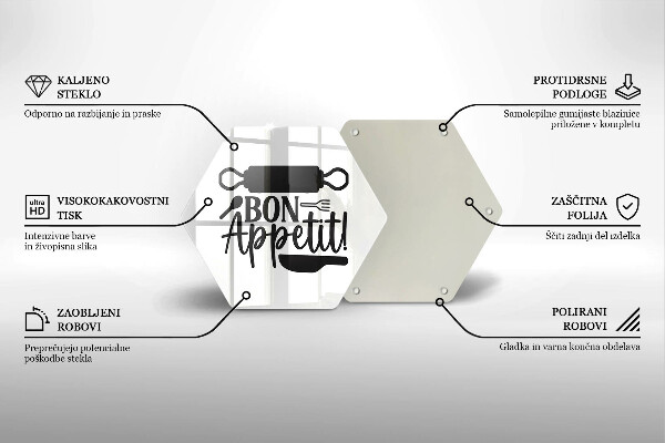Tagliere in vetro temperato Iscrizione Bon Appetit