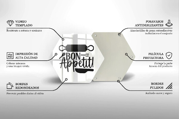 Tagliere in vetro temperato Iscrizione Bon Appetit