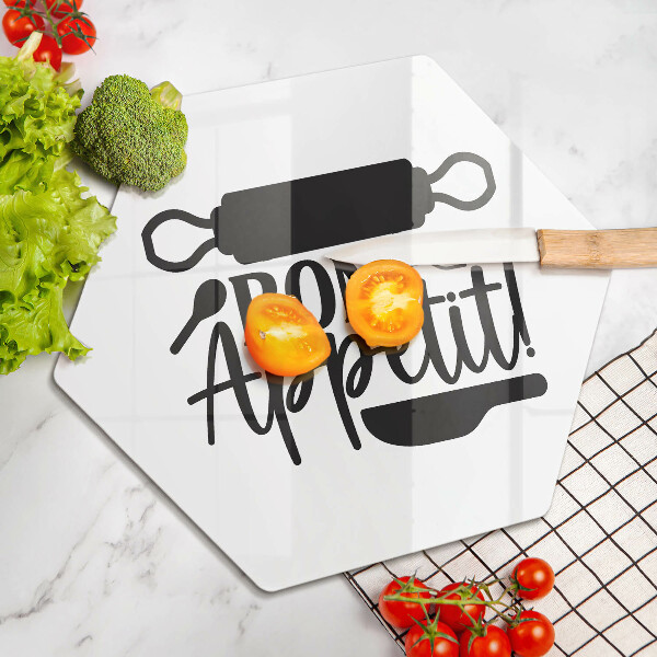 Tagliere in vetro temperato Iscrizione Bon Appetit