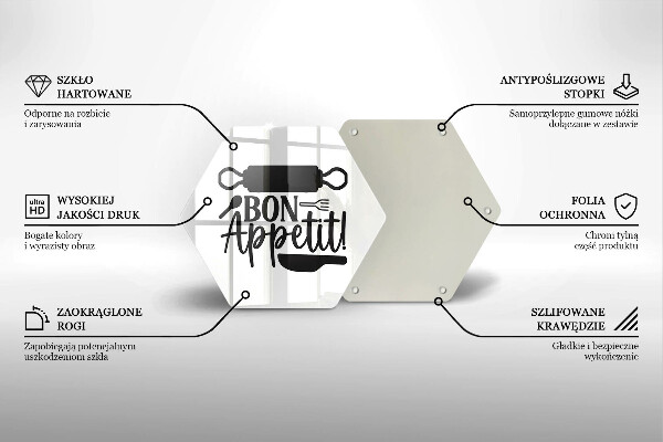Tagliere in vetro temperato Iscrizione Bon Appetit