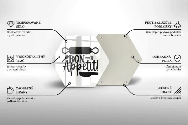 Tagliere in vetro temperato Iscrizione Bon Appetit