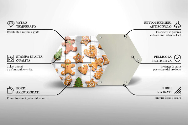 Tagliere in vetro temperato Pan di zenzero di Natale