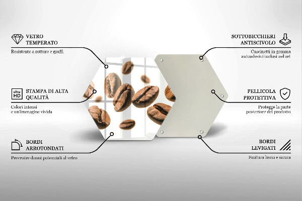 Tagliere in vetro temperato Chicchi di caffè