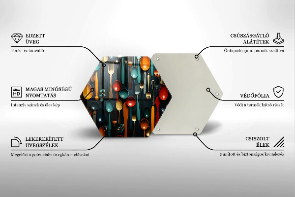 Tagliere in vetro temperato Cucchiai e forchette colorati