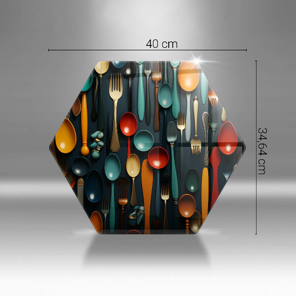 Tagliere in vetro temperato Cucchiai e forchette colorati