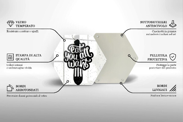 Tagliere in vetro temperato Eat all you want