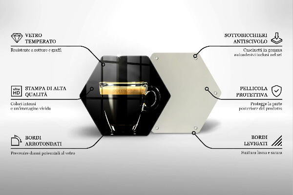 Tagliere in vetro temperato Un bicchiere di caffè nero