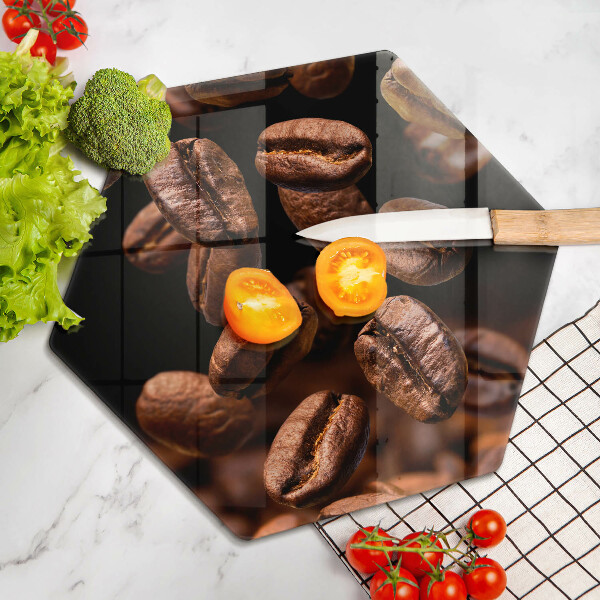 Tagliere in vetro temperato Chicchi di caffè marroni