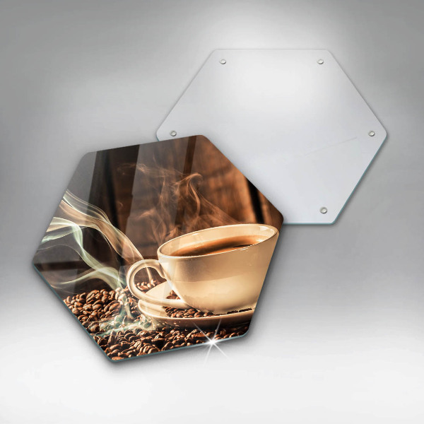 Tagliere in vetro temperato Tazza e chicchi di caffè