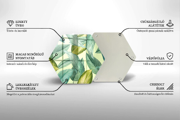 Tagliere in vetro temperato Foglie tropicali verdi