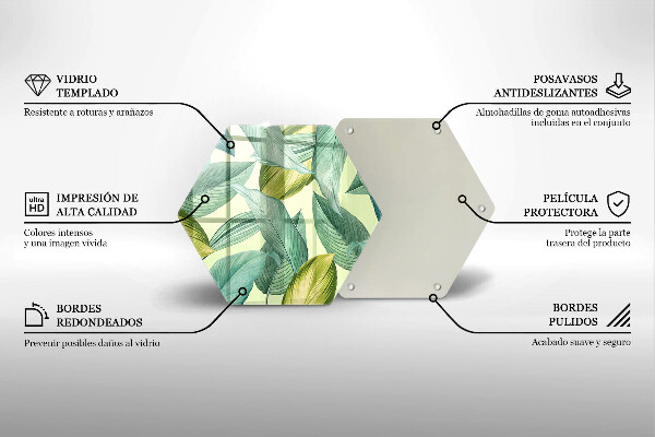 Tagliere in vetro temperato Foglie tropicali verdi