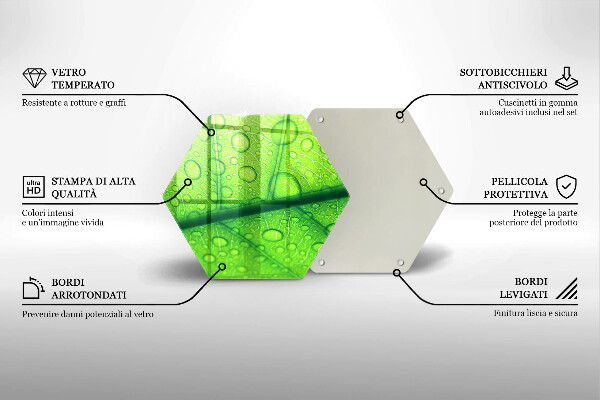 Tagliere in vetro temperato Primo piano di una foglia