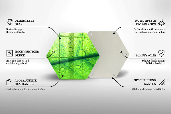 Tagliere in vetro temperato Primo piano di una foglia