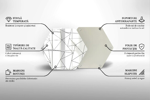 Tagliere in vetro temperato Triangoli bianchi