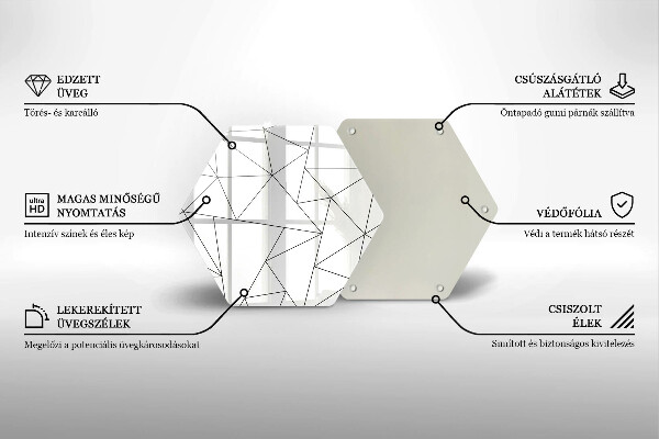 Tagliere in vetro temperato Triangoli bianchi