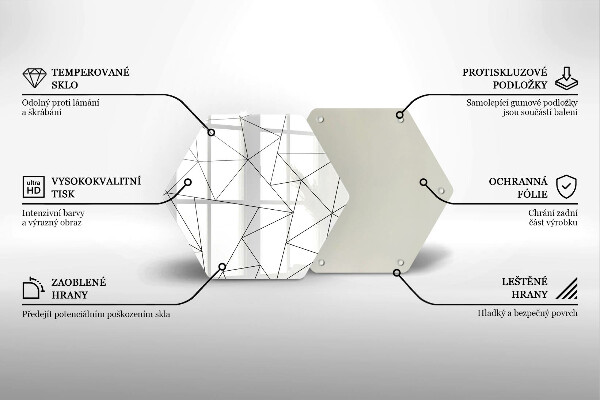 Tagliere in vetro temperato Triangoli bianchi
