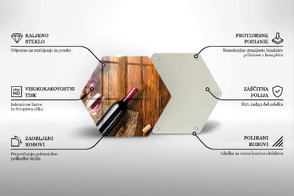 Tagliere in vetro temperato Una bottiglia di vino rosso